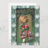 1900年代初期のヴィンテージハロウィーンの挨拶 招待状 (正面/裏面)