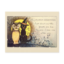 1900年代初期 フレンドリーキャット＆フクロウ ビンテージハロウィン