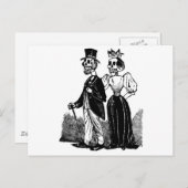 1900年代初頭の古いスケルトンカップル,メキシコ ポストカード (正面/裏面)