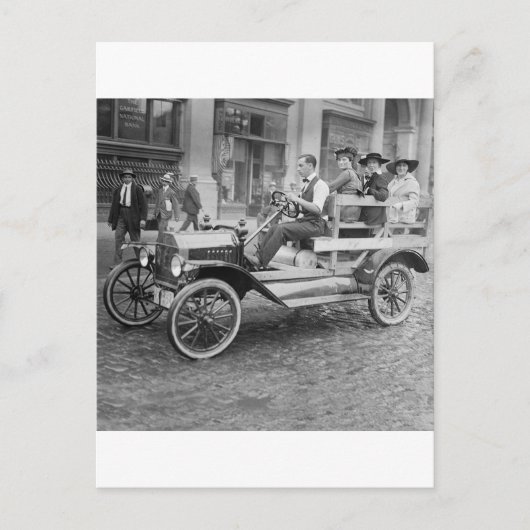 1900年代初頭の車ストライキのヒッチハイカー ポストカード (正面)