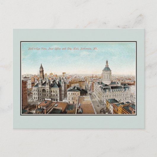 1900年代初頭の鳥瞰図バルトモアMD ポストカード (正面)