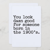 1900年代生まれにしては見た目がいいね、面白い 招待状 (正面/裏面)