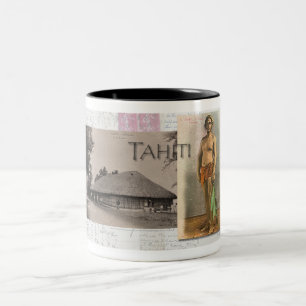 1900年代TAHITIポストカードツートーンコーヒーマグ ツートーンマグカップ
