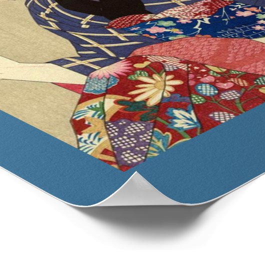 1900年初頭のヴィンテージ日本のイメージ女性裁縫 ポスター (角)