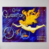 1900年製アール・ヌーヴォー Cycles Gladiator 広告 ポスター (正面)