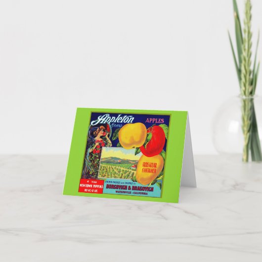 1900年頃のアップルトンリンゴのクレートラベル ノートカード (正面)