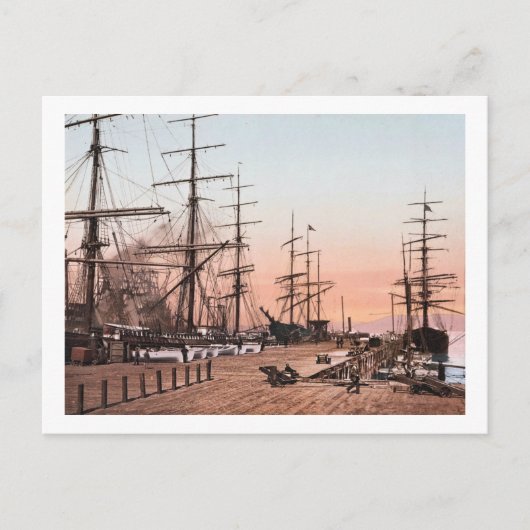1900年頃のサンフランシスコの埠頭の船 ポストカード (正面)