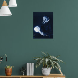 1900年頃のニコラ・テスラ、ワイヤレス電力の実演 ポスター