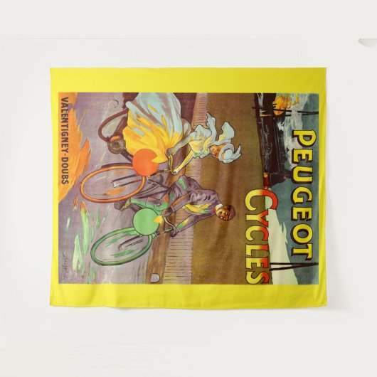 1900年頃のプジョー自転車と タペストリー (正面(横))