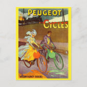 1900年頃のプジョー自転車と ポストカード (正面)