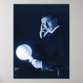1900年頃の無線電力のデモンストレーションを行うニコラ・テスラ ポスター (正面)