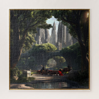 1900年頃の都市公園の絵画シーン ジグソーパズル