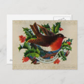 1900年頃：クリスマス伝統的ロビン シーズンポストカード (正面/裏面)