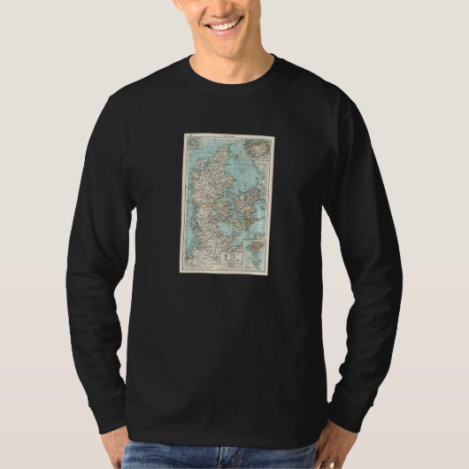 1900年 デンマークのヴィンテージ地図 Tシャツ (正面)