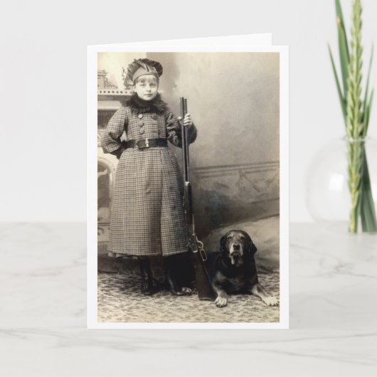 1900若い女の子および彼女の猟犬 カード (正面)