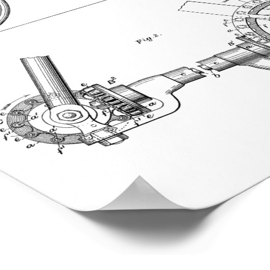1900 Chainless Bicycle Design Patent Art Print ポスター (角)
