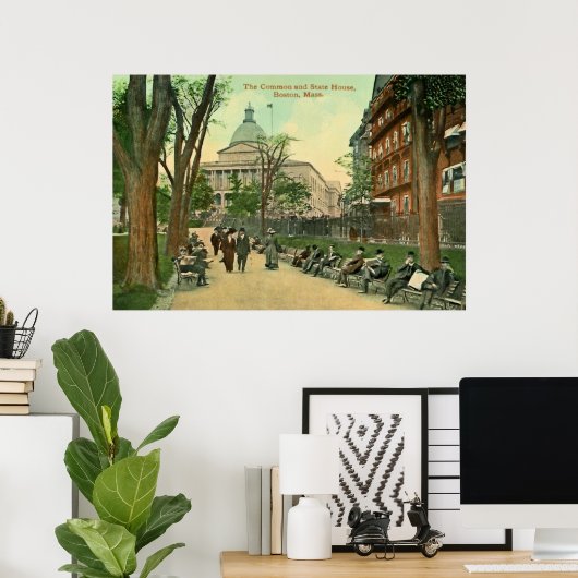  1900 Common and State House Boston MA ポスター (ホームオフィス)