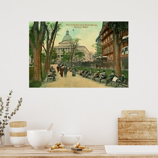  1900 Common and State House Boston MA ポスター (キッチン)
