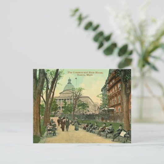  1900 Common and State House Boston MA Poster ポストカード (スタンド正面)