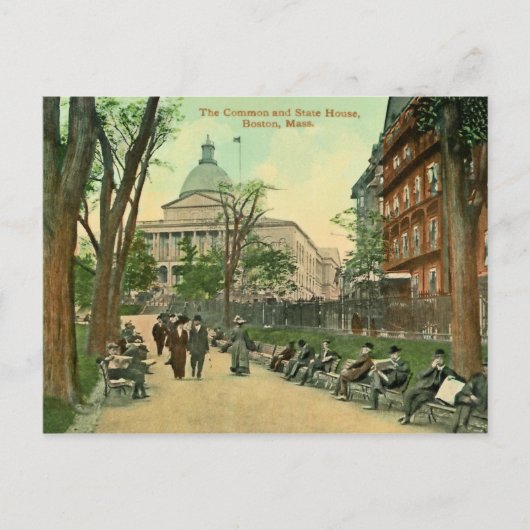  1900 Common and State House Boston MA Poster ポストカード (正面)