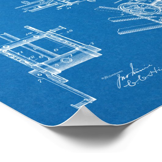 1900 High Speed Gear Bicycle Design Patent Print ポスター (角)