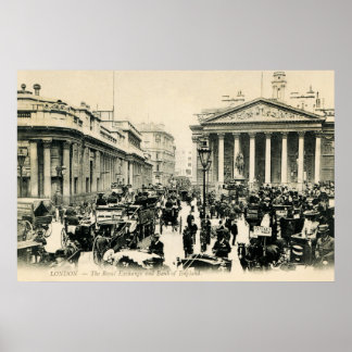 1900 London Royal Exchange and Bank of England ポスター
