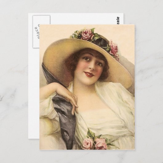 1900'sヴィンテージのビクトリア時代の人の女性 ポストカード (正面/裏面)