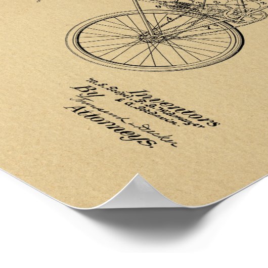 1901ヴィンテージ電動自転車特許プリント ポスター (角)