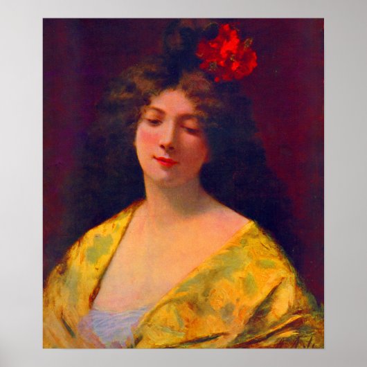 1901年にショールを着た美しい女性 ポスター (正面)