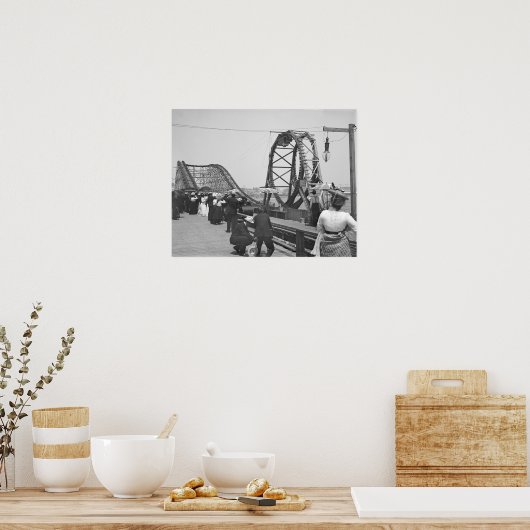 1901年のアトランティックシティのジェットコースター。ヴィンテージ ポスター (キッチン)