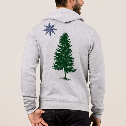 1901年メインの旗-ヴィンテージのスタイルのジッパーのフード付きスウェットシャツの パーカ (裏面)