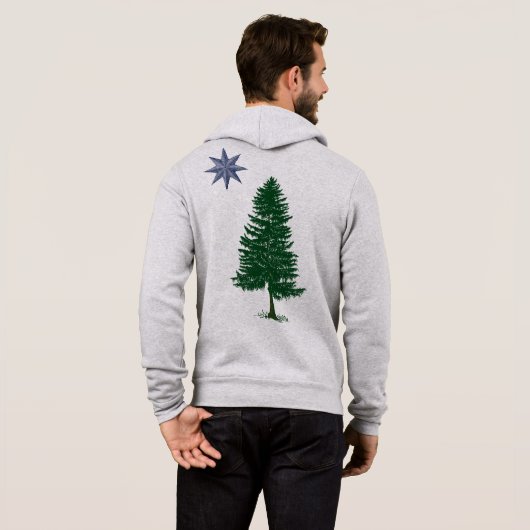 1901年メインの旗-ヴィンテージのスタイルのジッパーのフード付きスウェットシャツの パーカ (裏面フル)