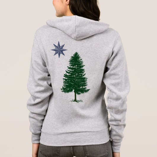 1901年メインの旗-ヴィンテージのスタイルのジッパーのフード付きスウェットシャツの パーカ (裏面)