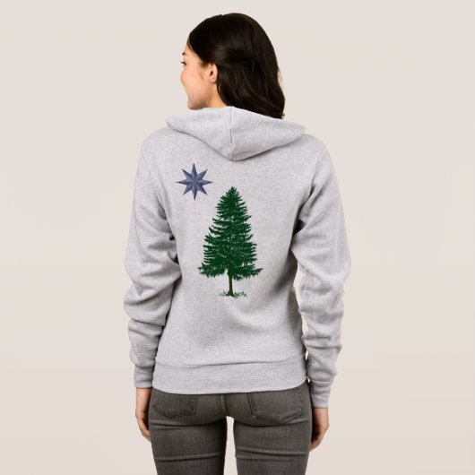 1901年メインの旗-ヴィンテージのスタイルのジッパーのフード付きスウェットシャツの パーカ (裏面フル)