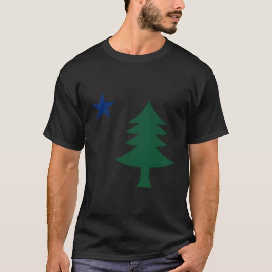 1901年メインEツリーとスターの旧第1州旗 Tシャツ (正面)