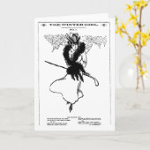 1901年冬スケートで滑るガールファッションカード カード (黄色い花)