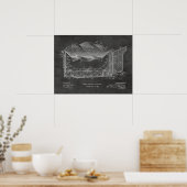 1901年飛んでいる機械飛行機特許スケッチプリント ポスター (キッチン)