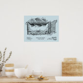 1901年飛んでいる機械飛行機芸術スケッチプリント ポスター (キッチン)