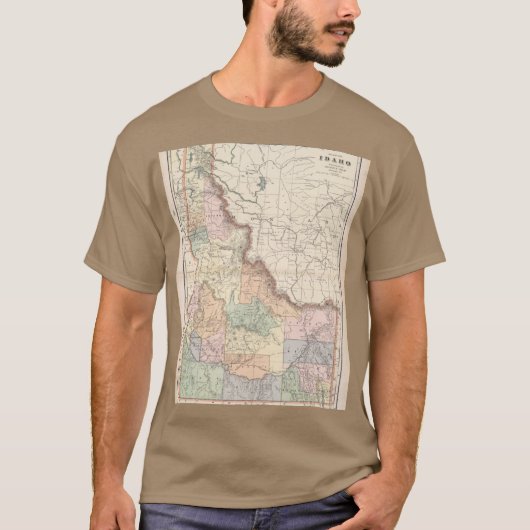 1901年 アイダホ州 ヴィンテージ地図 Tシャツ (正面)