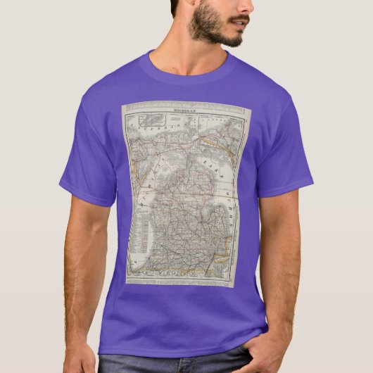 1901年 ミシガン州 ヴィンテージ地図 3 オーバーサイズ Tシャツ (正面)