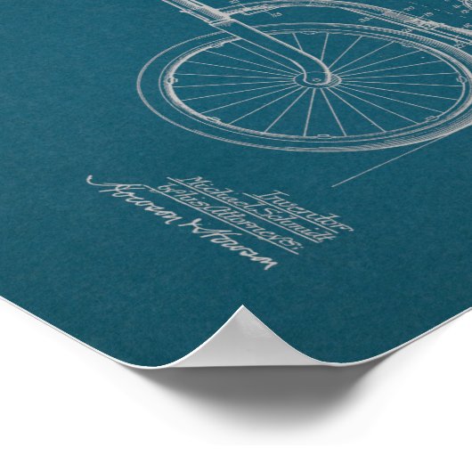 1902ヴィンテージ自転車特許青写真アートプリント ポスター (角)