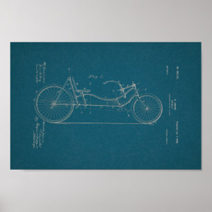 1902ヴィンテージ自転車特許青写真アートプリント ポスター