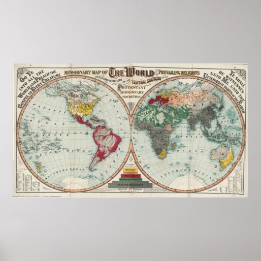 1902年の世界布教地図 ポスター (正面)