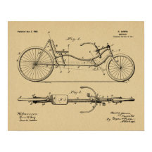 1902年自転車再生型デザイン特許芸術プリント