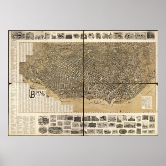 1902 Buffalo, NY Bird's-eye viewパノラママップ ポスター (正面)