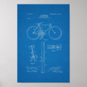1903ヴィンテージ自転車特許青写真アートプリント ポスター (正面)
