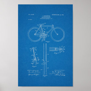 1903ヴィンテージ自転車特許青写真アートプリント ポスター
