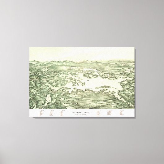 1903年からのウィンニペサーキー湖の地図 キャンバスプリント (正面)