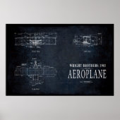 1903年ライト兄弟の飛行機設計図 ポスター (正面)
