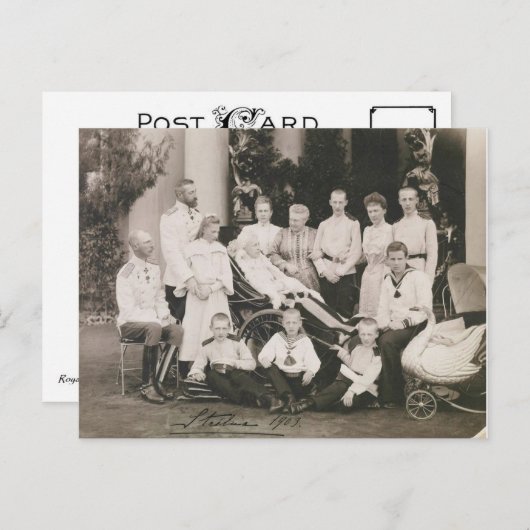 1903年ロマノフ家族グループの親戚Tsar Russia ポストカード (正面/裏面)